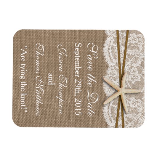 Het Collectie van de Rustic Starfish Beach Wedding Magneet (Horizontaal)