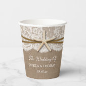 Het Collectie van de Rustic Starfish Beach Wedding Papieren Bekers (Voorkant)