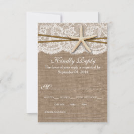 Het Collectie van de Rustic Starfish Beach Wedding RSVP Kaartje