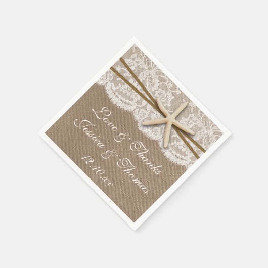 Het Collectie van de Rustic Starfish Beach Wedding Servet (Hoek)