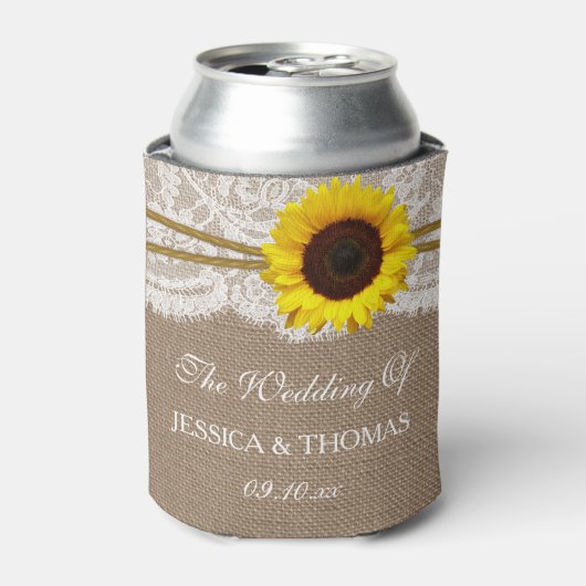Het Collectie van de Rustic Sunflower Wedding Blikjeskoeler (Blikje Voorkant)