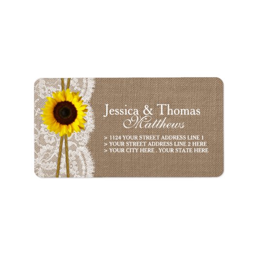 Het Collectie van de Rustic Sunflower Wedding Etiket (Voorkant)