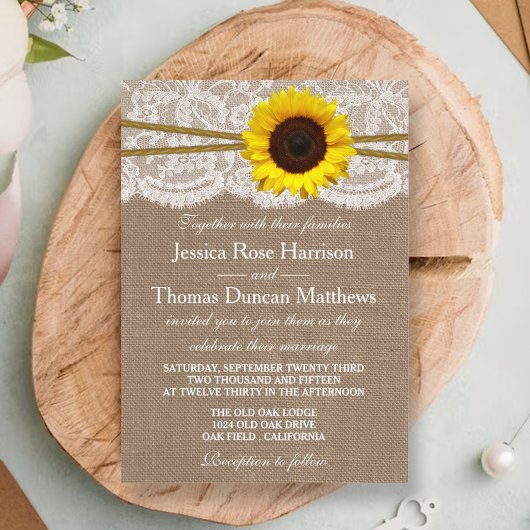Het Collectie van de Rustic Sunflower Wedding Kaart