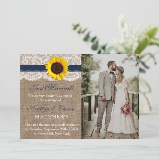 Het Collectie van de Rustic Sunflower Wedding - ma Aankondiging (Staand voorkant)