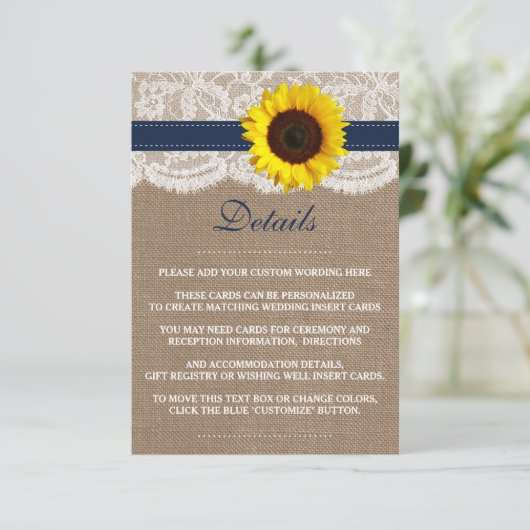 Het Collectie van de Rustic Sunflower Wedding - ma Informatiekaartje (Staand voorkant)