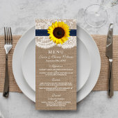 Het Collectie van de Rustic Sunflower Wedding - ma Menu