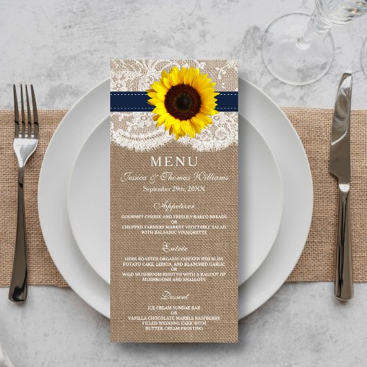Het Collectie van de Rustic Sunflower Wedding - ma Menu