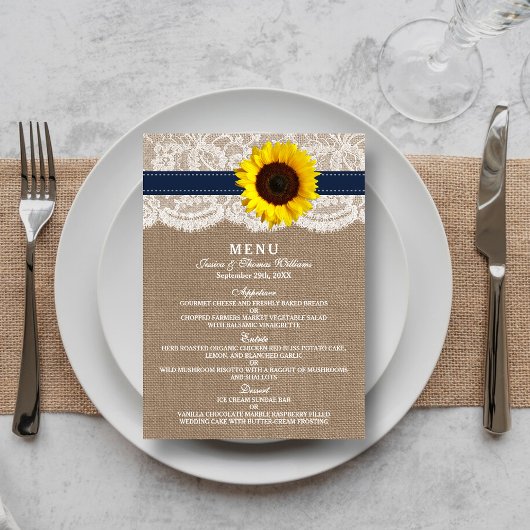 Het Collectie van de Rustic Sunflower Wedding - ma Menu