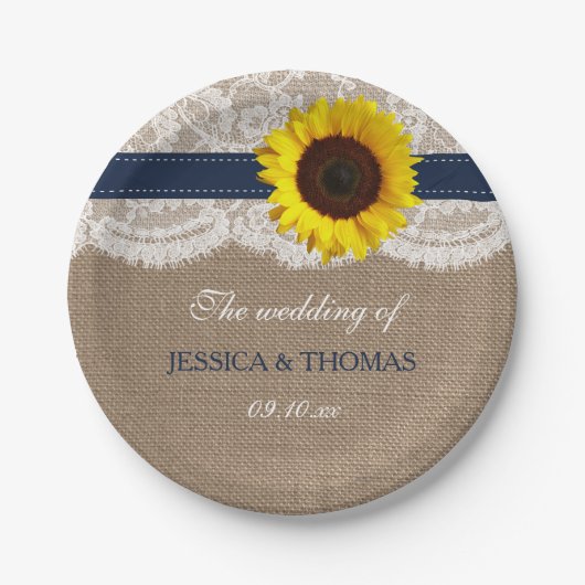 Het Collectie van de Rustic Sunflower Wedding - ma Papieren Bordje (Voorkant)