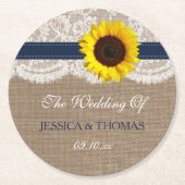 Het Collectie van de Rustic Sunflower Wedding - ma Ronde Kartonnen Onderzetter (Voorkant)