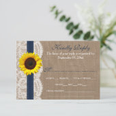 Het Collectie van de Rustic Sunflower Wedding - ma RSVP Kaartje (Staand voorkant)