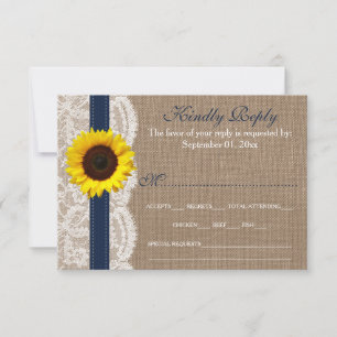 Het Collectie van de Rustic Sunflower Wedding - ma RSVP Kaartje