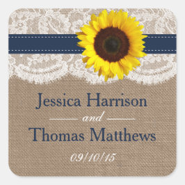 Het Collectie van de Rustic Sunflower Wedding - ma Vierkante Sticker