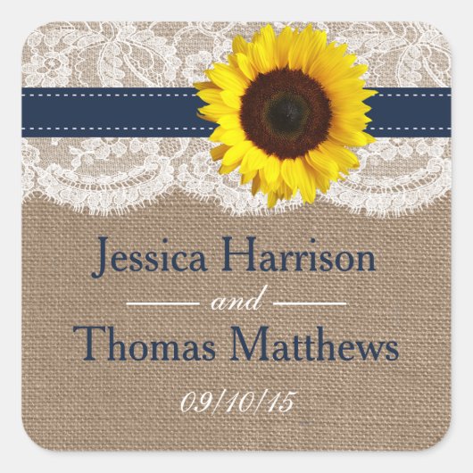 Het Collectie van de Rustic Sunflower Wedding - ma Vierkante Sticker (Voorkant)