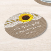 Het Collectie van de Rustic Sunflower Wedding Ronde Kartonnen Onderzetter (Gebogen)
