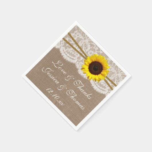 Het Collectie van de Rustic Sunflower Wedding Servetten (Hoek)