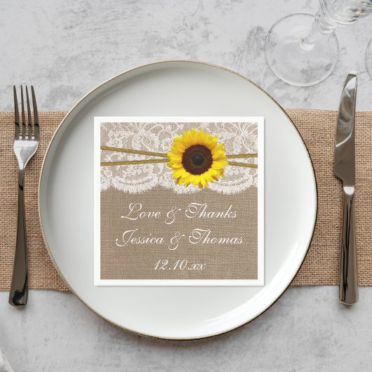 Het Collectie van de Rustic Sunflower Wedding Servetten