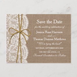 Het Collectie van de Rustic Twine Bow Wedding Aankondigingskaart