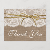 Het Collectie van de Rustic Twine Bow Wedding Briefkaart (Voorkant)