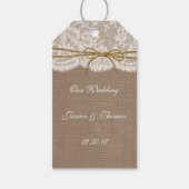 Het Collectie van de Rustic Twine Bow Wedding Cadeaulabel (Voorkant)