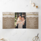 Het Collectie van de Rustic Twine Bow Wedding Drieluik Programma (Binnen)