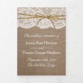 Het Collectie van de Rustic Twine Bow Wedding Drieluik Programma (Cover)