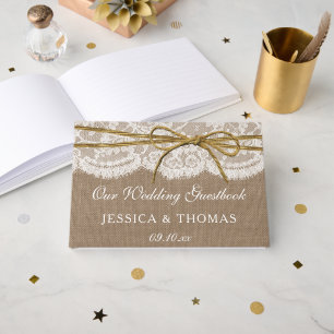 Het Collectie van de Rustic Twine Bow Wedding Gastenboek