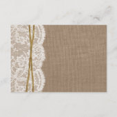 Het Collectie van de Rustic Twine Bow Wedding Informatiekaartje (Achterkant)