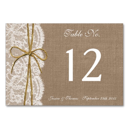 Het Collectie van de Rustic Twine Bow Wedding Kaart (Voorkant)