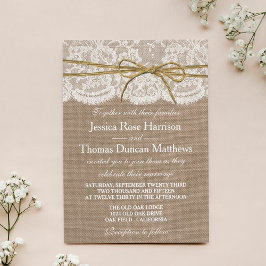 Het Collectie van de Rustic Twine Bow Wedding Kaart