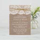 Het Collectie van de Rustic Twine Bow Wedding Kaart (Staand voorkant)