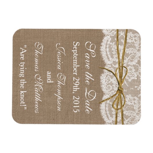 Het Collectie van de Rustic Twine Bow Wedding Magneet (Horizontaal)