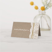 Het Collectie van de Rustic Twine Bow Wedding Plaatskaartje (Achterkant)