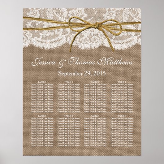 Het Collectie van de Rustic Twine Bow Wedding Poster (Voorkant)