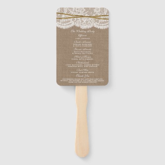 Het Collectie van de Rustic Twine Bow Wedding - Pr Handwaaier (Achterkant)