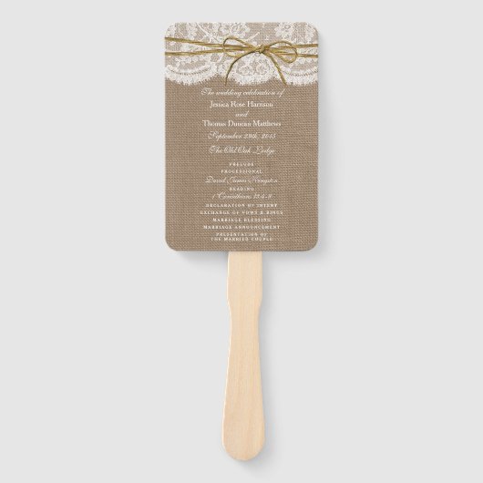 Het Collectie van de Rustic Twine Bow Wedding - Pr Handwaaier (Voorkant)