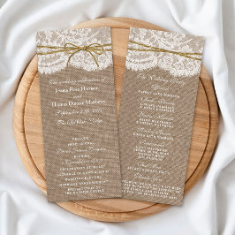 Het Collectie van de Rustic Twine Bow Wedding - Pr Programmakaart