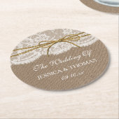 Het Collectie van de Rustic Twine Bow Wedding Ronde Kartonnen Onderzetter (Gebogen)