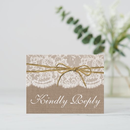 Het Collectie van de Rustic Twine Bow Wedding - RS Uitnodiging Briefkaart (Staand voorkant)