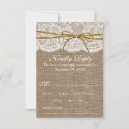 Het Collectie van de Rustic Twine Bow Wedding RSVP Kaartje