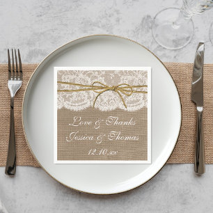 Het Collectie van de Rustic Twine Bow Wedding Servetten