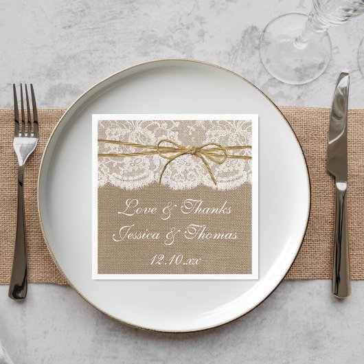 Het Collectie van de Rustic Twine Bow Wedding Servetten