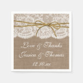 Het Collectie van de Rustic Twine Bow Wedding Servetten (Voorkant)