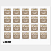 Het Collectie van de Rustic Twine Bow Wedding Vierkante Sticker (Vel)