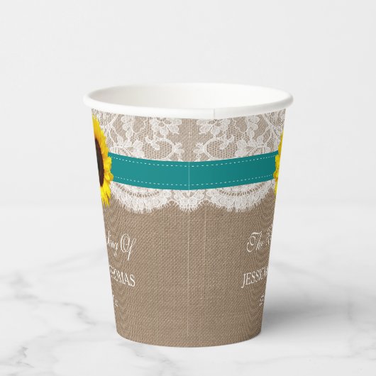 Het Collectie van de Rustige Zonnebloem - Blauwgro Papieren Bekers (Rechts)