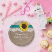 Het Collectie van de Rustige Zonnebloem - Blauwgro Papieren Bordje (Feest)