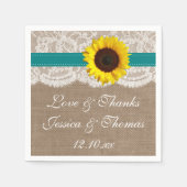 Het Collectie van de Rustige Zonnebloem - Blauwgro Servetten (Voorkant)