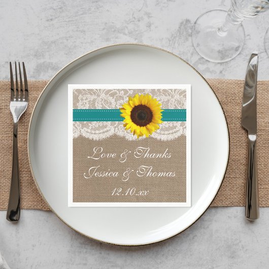 Het Collectie van de Rustige Zonnebloem - Blauwgro Servetten