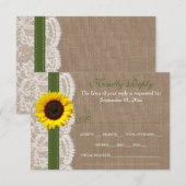 Het Collectie van de Rustige Zonnebloem - groen RSVP Kaartje (Voorkant / Achterkant)