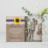 Het Collectie van de Rustige Zonnebloem - Paars Bedankkaart (Staand voorkant)